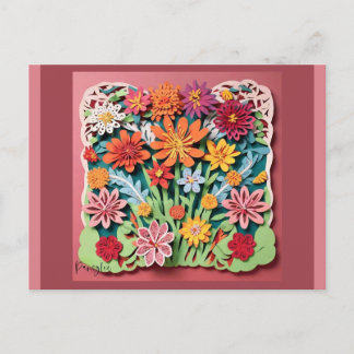 Flowers in the Garden | Paper Art Postcard