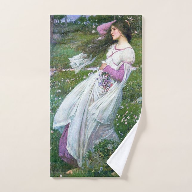 Flowers in the Wind, John William Waterhouse Hand Towel (Hand Towel)