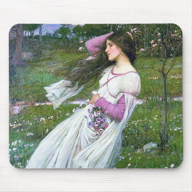 Flowers in the Wind, John William Waterhouse Mouse Pad (Front)