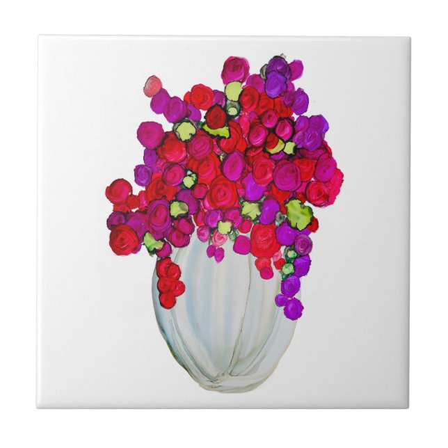 Flowers in Vase Ceramic Tile (Front)