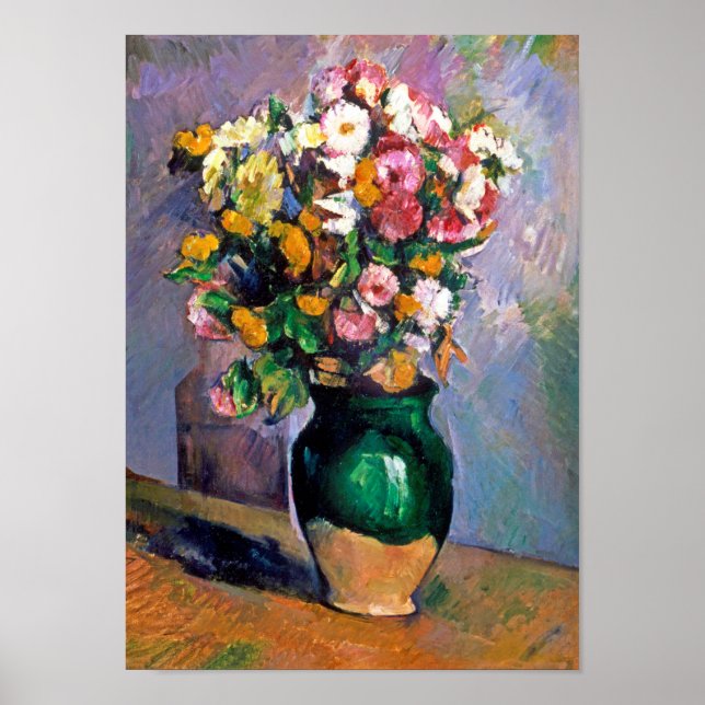 Flowers in Vase, Cezanne Poster (Front)