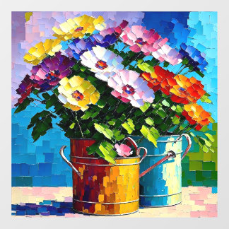 Flowers in watering cans