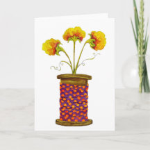 Flowers in Wooden Spool