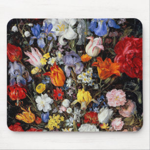 Flowers in Wooden Vessel, Jan Brueghel the Elder Mouse Pad