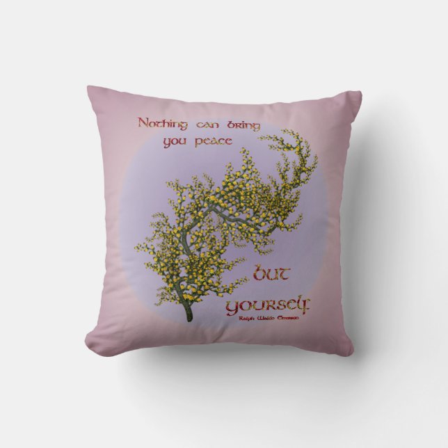 Flowers Inner Peace Inspirational Quote Cushion (Front)