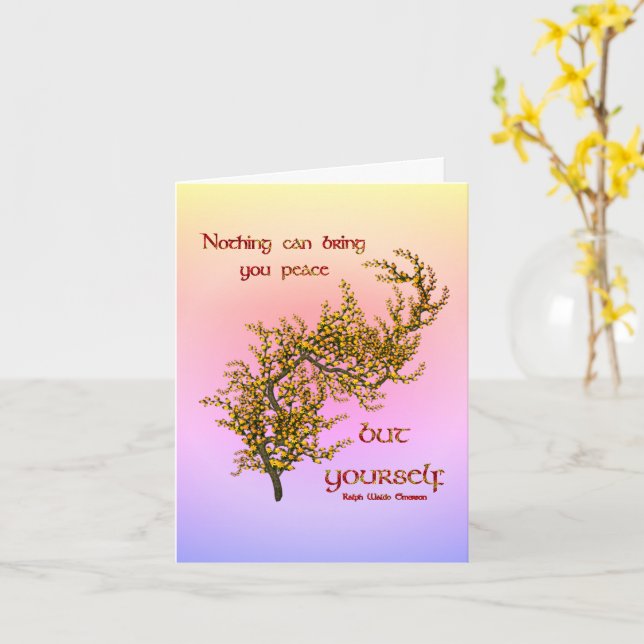 Flowers Inspirational Inner Peace Quote Note Card (Yellow Flower)
