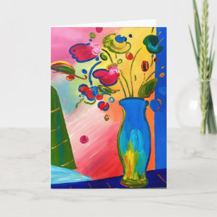 Flowers inspired by Peter Max Greeting Card