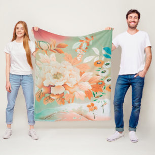 Flowers, Japanese Design Fleece Blanket