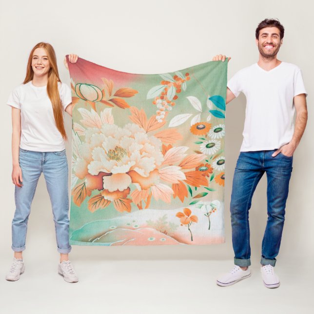 Flowers, Japanese Design Fleece Blanket (In Situ)
