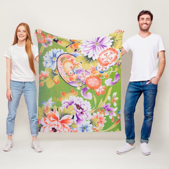 Flowers, Japanese Design Fleece Blanket (In Situ)