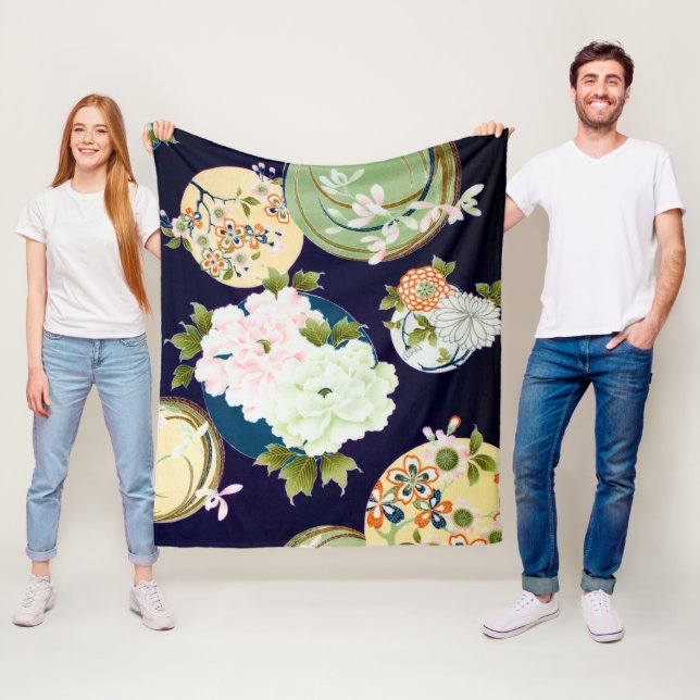 Flowers, Japanese Design Fleece Blanket (In Situ)