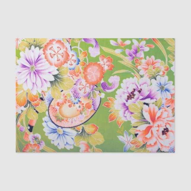 Flowers, Japanese Floral Design Tissue Paper (Front)