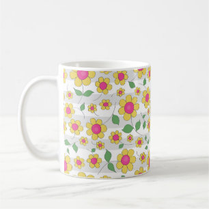 Flowers kids paint happy spring doodles coffee mug