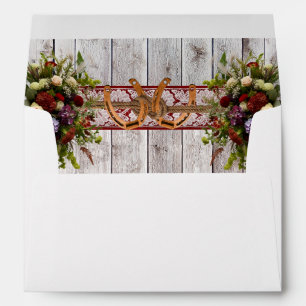 Flowers Lace & Horseshoes, Red Wedding Envelope