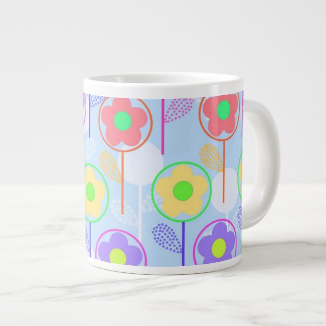 Flowers Large Coffee Mug (Front Right)