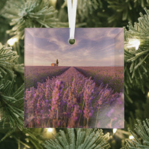 Flowers   Lavender Southern France Glass Tree Decoration