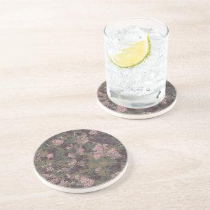 Flowers, leafs, and camouflage coaster