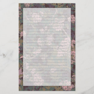 Flowers, leafs, and camouflage stationery