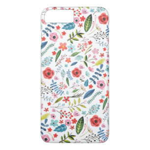 Flowers & Leafs Colourful Watercolors Pattern iPhone 8 Plus/7 Plus Case