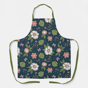 Flowers leaves and butterflies apron