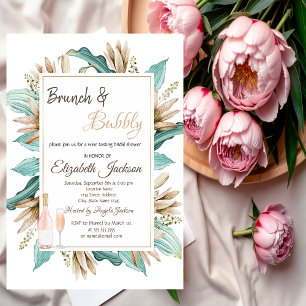  Flowers Leaves Brunch & Bubbly Bridal Shower  Invitation