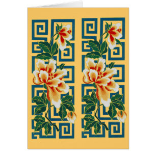 Flowers Leaves Elegant Border Design Card