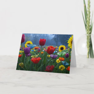 Flowers like glass in colors and shapes thank you card