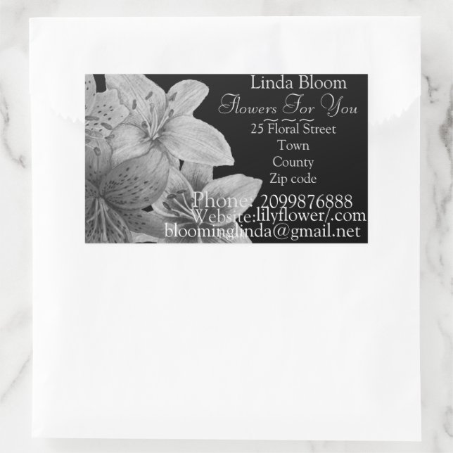 flowers Lilies black and white art design florists Rectangular Sticker (Bag)