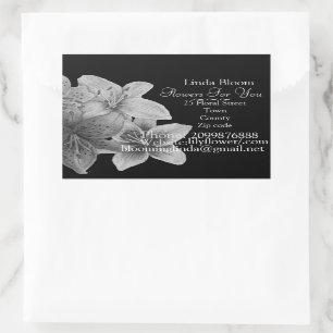 flowers Lilies black and white art design florists Rectangular Sticker