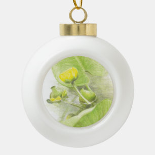 Flowers lilies ceramic ball christmas ornament