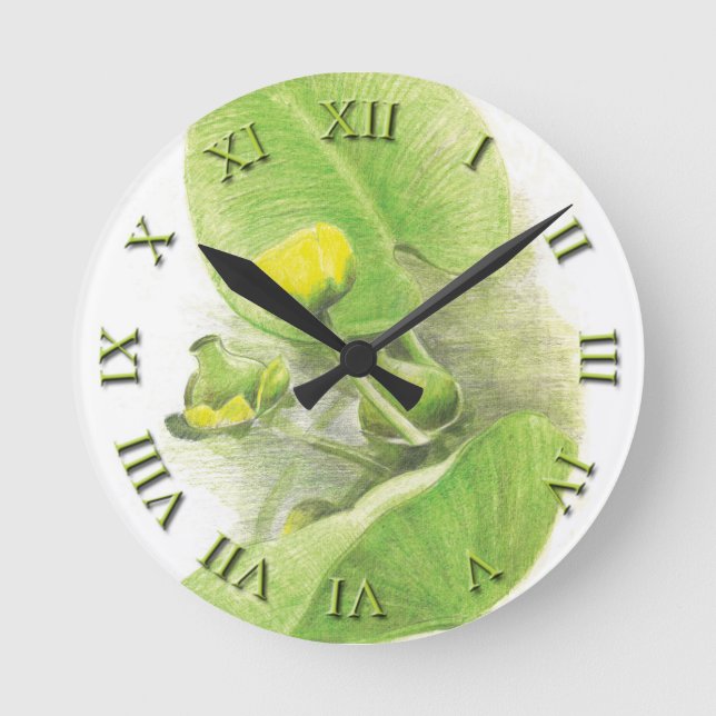 Flowers lilies Pencil Art Acrylic Wall Clock (Front)