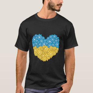 Flowers Love Ukrainian Flag  T-Shirt