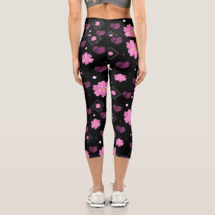 Flowers Love Valentine Pattern Throw Pillow Capri Leggings