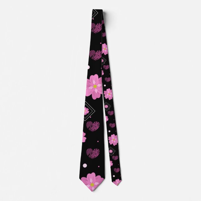 Flowers Love Valentine Pattern Tie (Front)