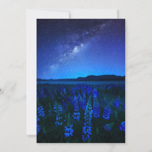 Flowers   Lupines Blooming  at Night Lake Tekapo Thank You Card