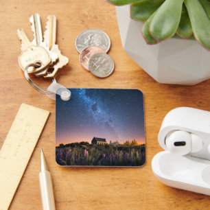 Flowers Lupines Blooming Lake Tekapo New Zealand Key Ring