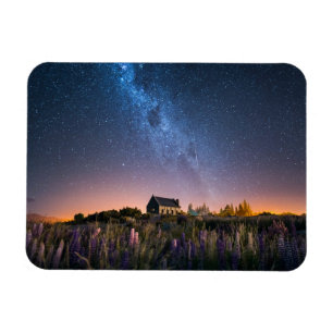 Flowers Lupines Blooming Lake Tekapo New Zealand Magnet