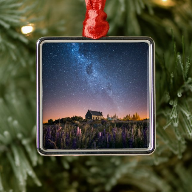 Flowers | Lupines Blooming Lake Tekapo New Zealand Metal Ornament (Tree)