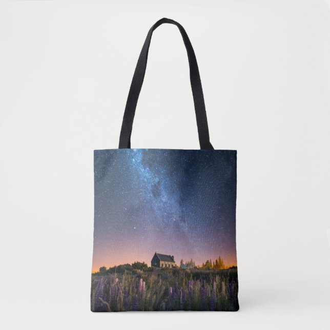 Flowers | Lupines Blooming Lake Tekapo New Zealand Tote Bag (Front)