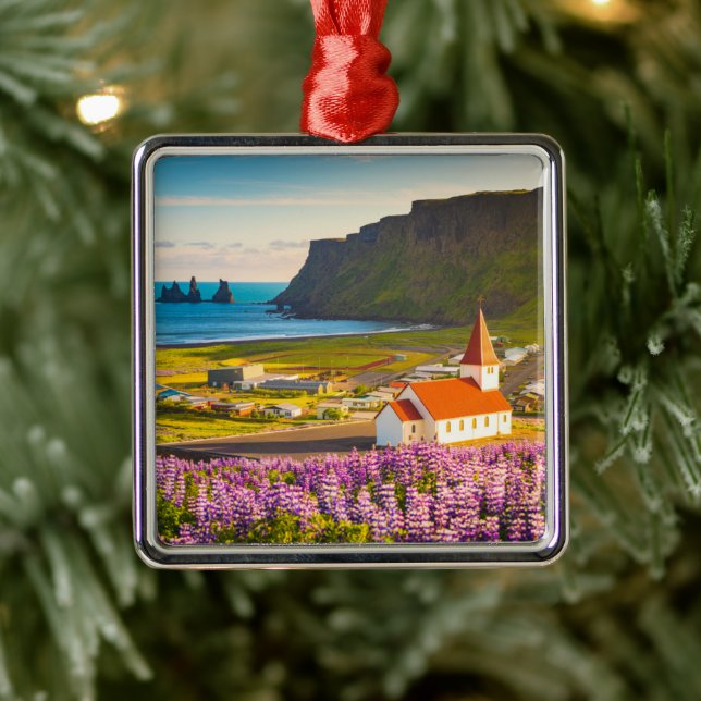 Flowers | Lupines in Bloom Southern Iceland Metal Ornament (Tree)