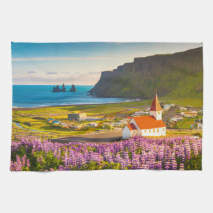Flowers Lupines in Bloom Southern Iceland Tea Towel