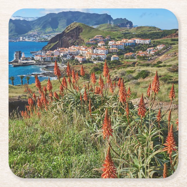 Flowers | Madeira Island Portugal Square Paper Coaster (Front)