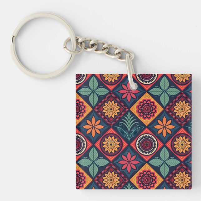 Flowers Magic Pattern Key Ring (Front)