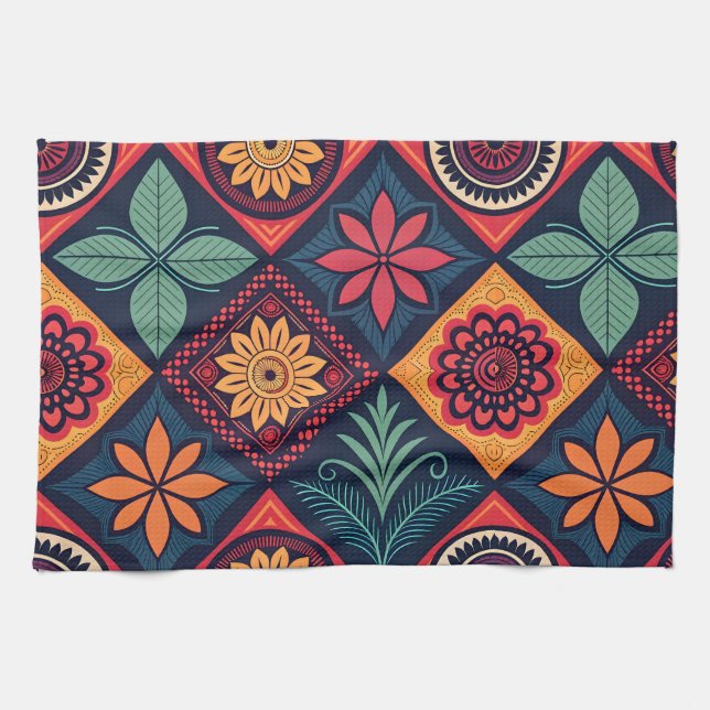 Flowers Magic Pattern Tea Towel (Horizontal)