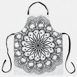 Flowers mandala hand drawing apron