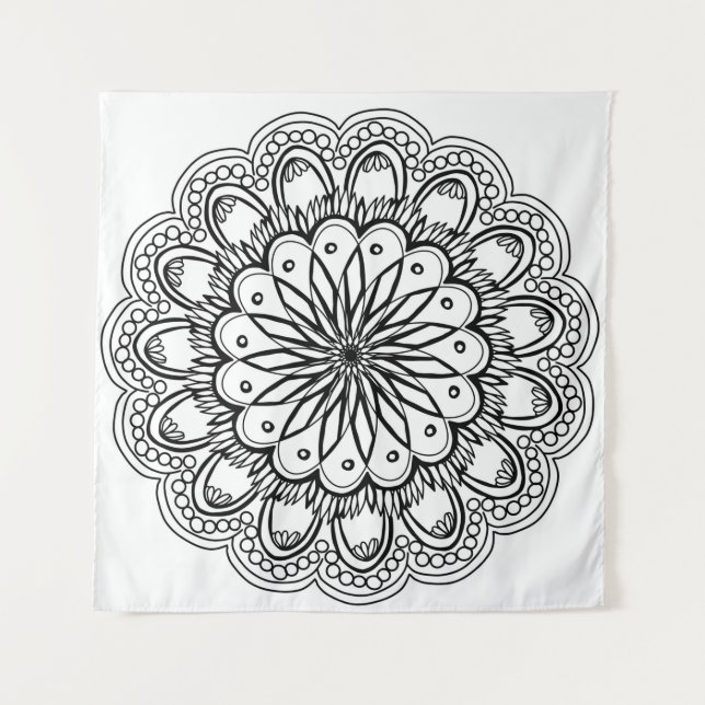 Flowers mandala hand drawing tapestry (Front)