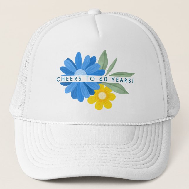 Flowers Milestone Birthday Trucker Hat (Front)