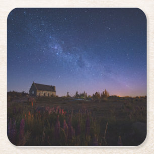 Flowers   Milky Way New Zealand Square Paper Coaster