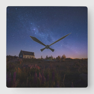 Flowers Milky Way New Zealand Square Wall Clock
