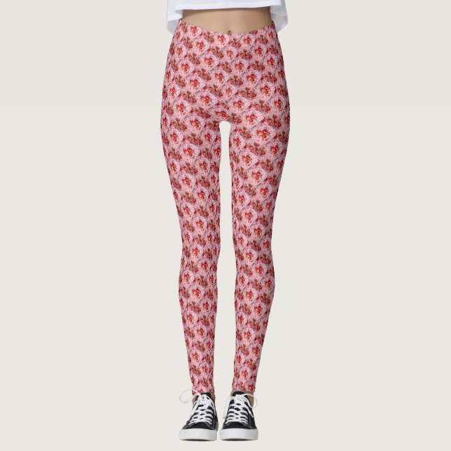 Flowers mixed design pattern leggings (Front)